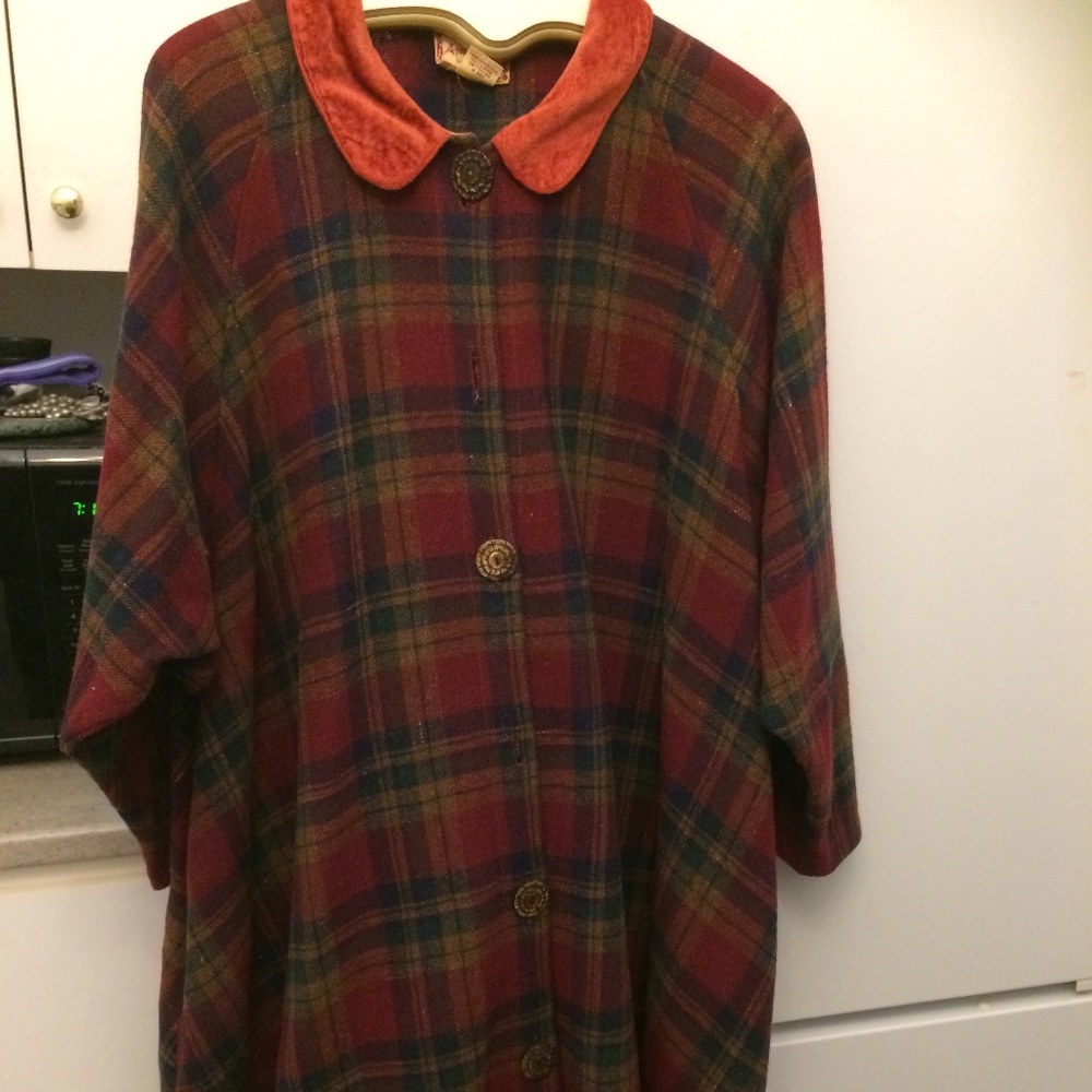 Rare Vintage 100% wool warm plaid M/L coat made in India